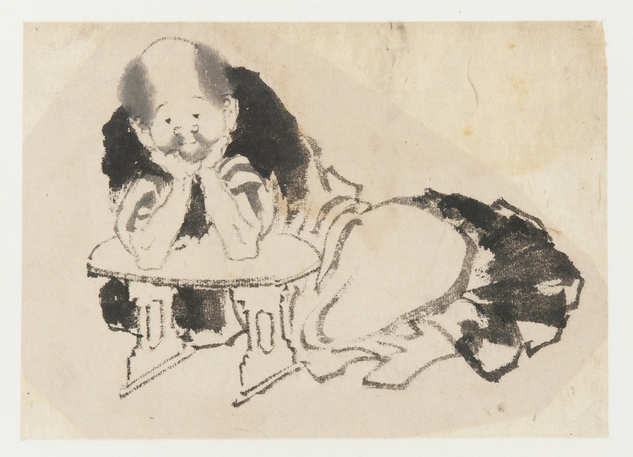 Homme assis avec un accoudoir, période Edo, XIXe siècle - Katsushika Hokusai