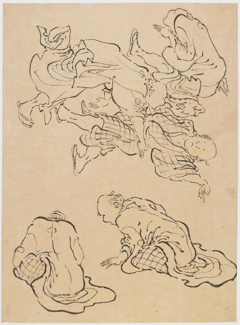 Hommes dansant et figures diverses, fin XVIIIe-début XIXe siècle - Katsushika Hokusai