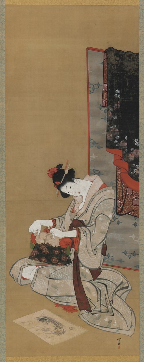 Coutume du Nouvel An : Maquillage le matin du Nouvel An, période Edo, c.1806-11 - Katsushika Hokusai