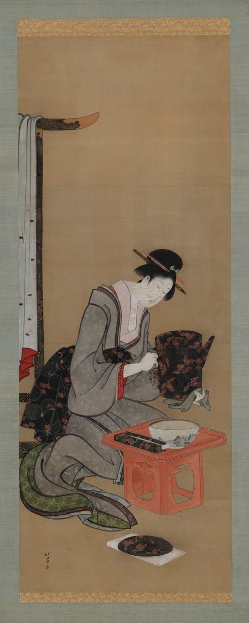 Coutume du Nouvel An : Maquillage le matin du Nouvel An, période Edo, vers 1806-1811 - Katsushika Hokusai