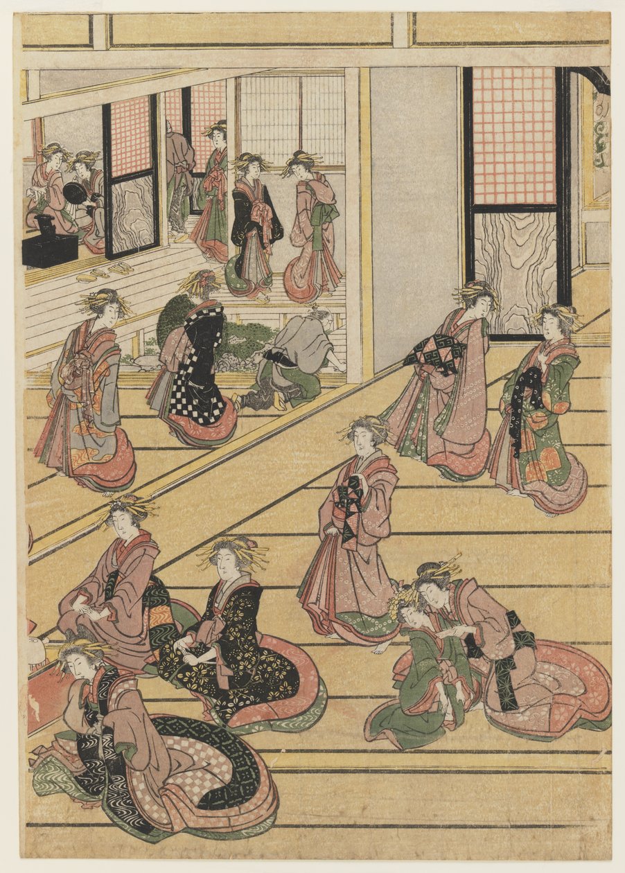Jours de Nouvel An à la maison de thé Ogi-ya, c.1810 - Katsushika Hokusai
