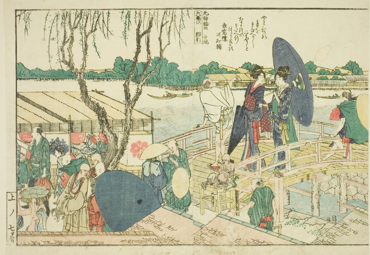 Pages du livre illustré "Vues panoramiques le long des rives de la rivière Sumida (Ehon Sumidagawa ryogan ichiran)" - Katsushika Hokusai