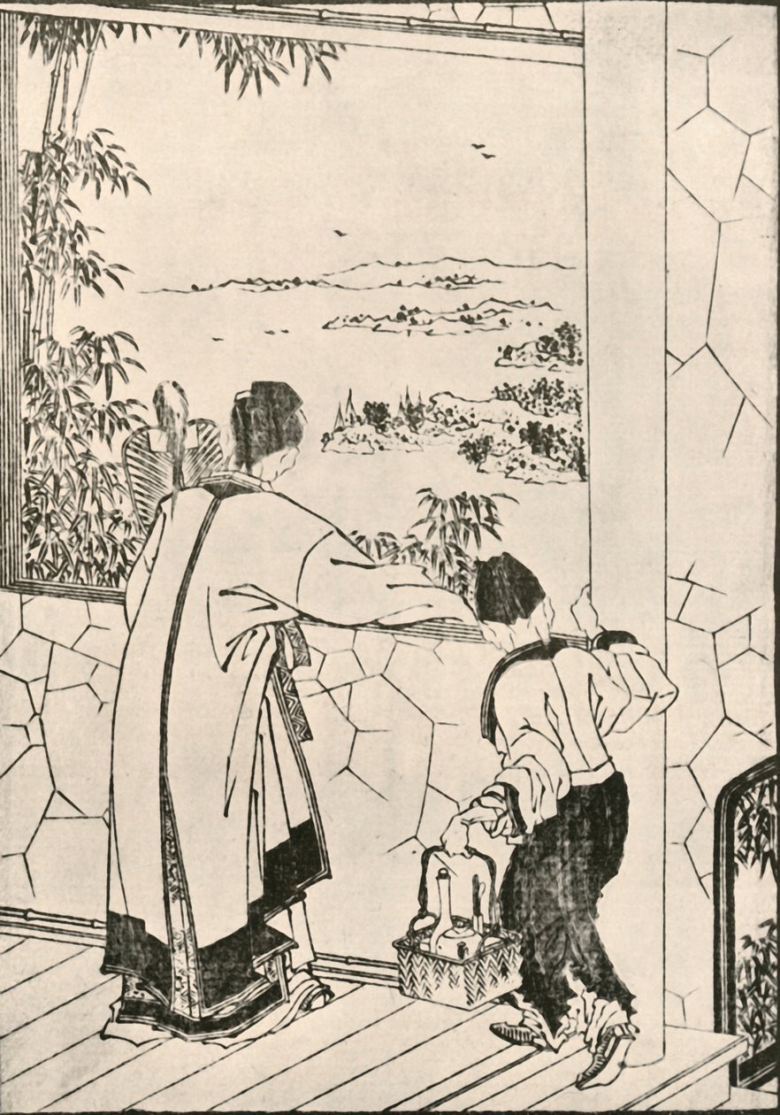 Personnes regardant par une fenêtre - Katsushika Hokusai