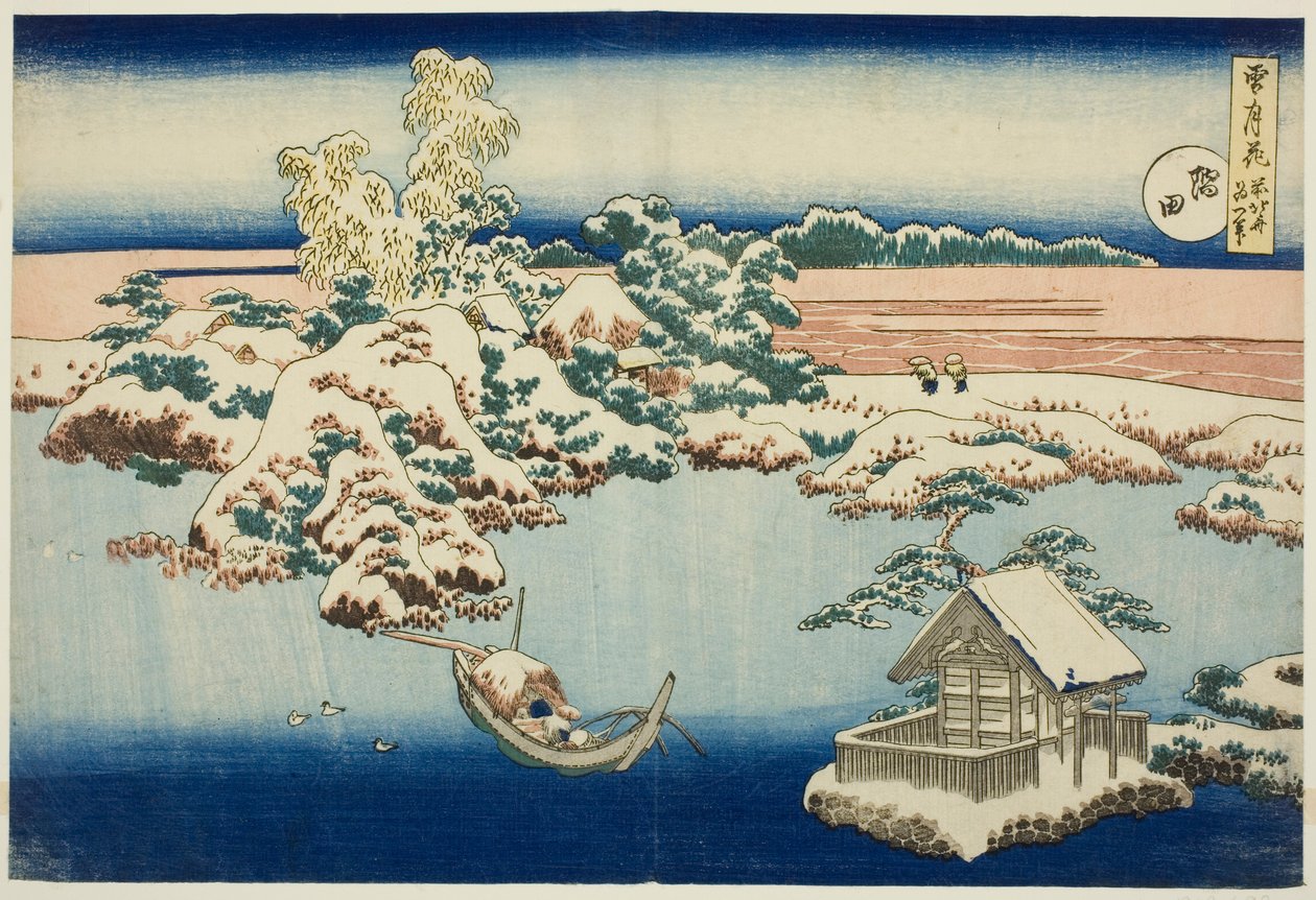 « Neige sur la rivière Sumida », extrait de la série « Neige, Lune et Fleurs » - Katsushika Hokusai