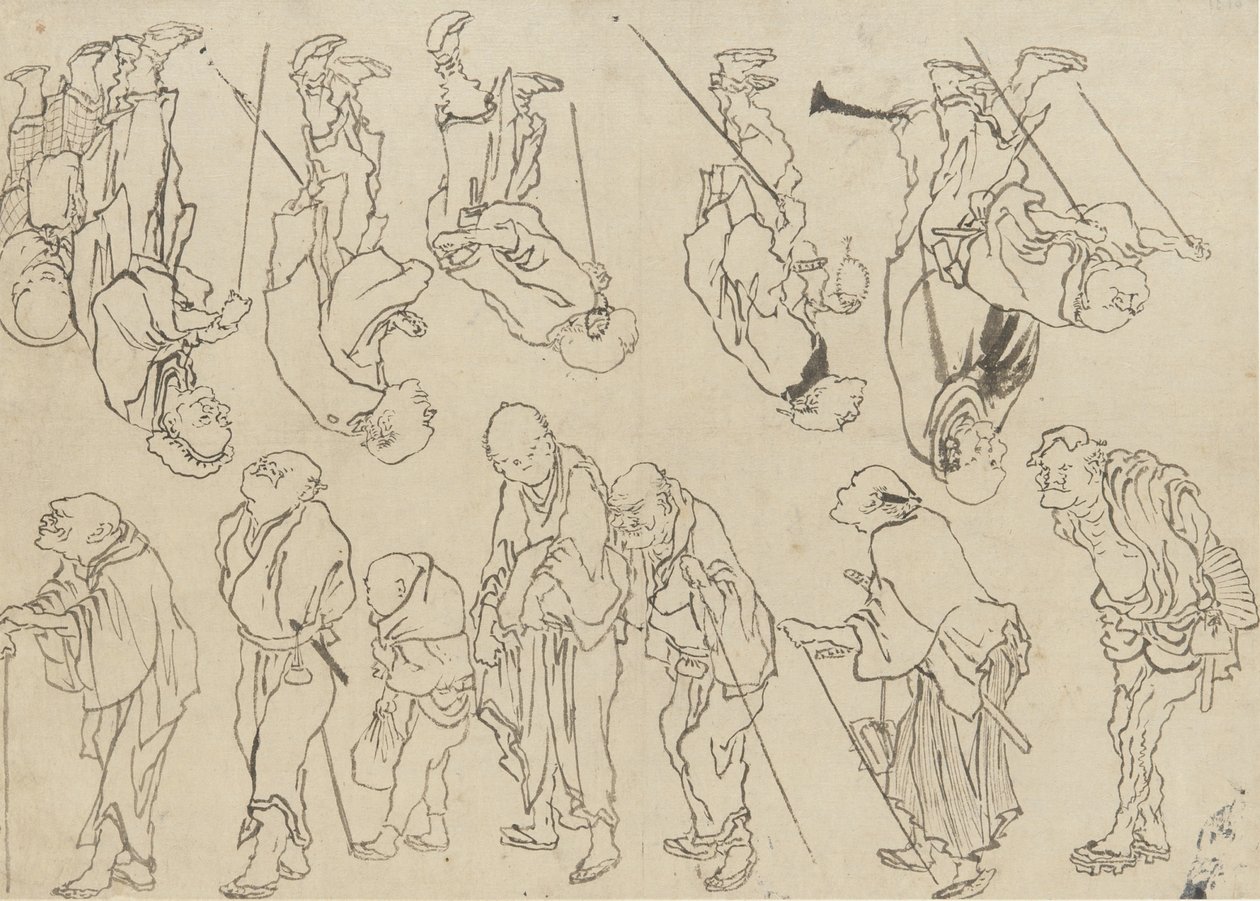 Études de pèlerins boiteux, période Edo - Katsushika Hokusai