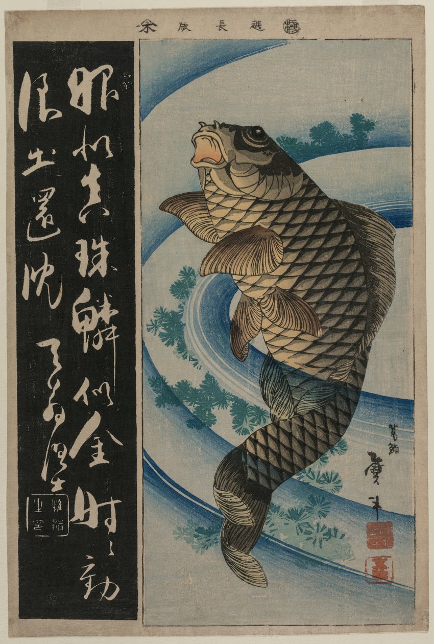 Carpes et herbes aquatiques - Katsushika Taito II