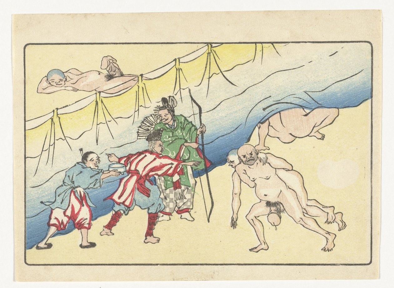 Archer et hommes nus - Kawanabe Kyosai