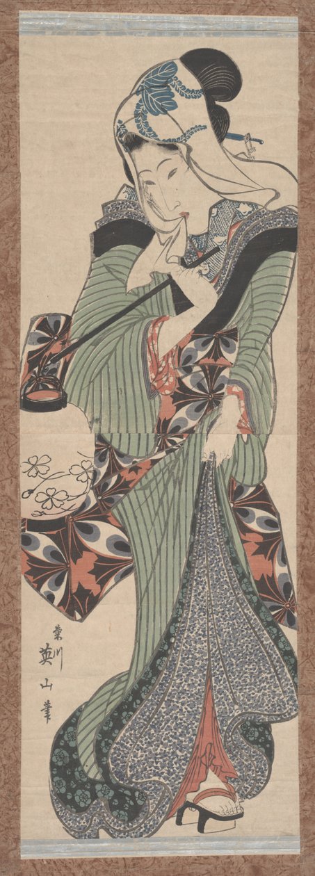 Femme avec une lanterne - Keisai Eisen