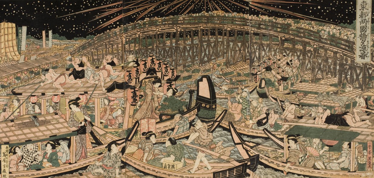 Fraîcheur du soir au pont de Ryōgoku, dans la capitale de l