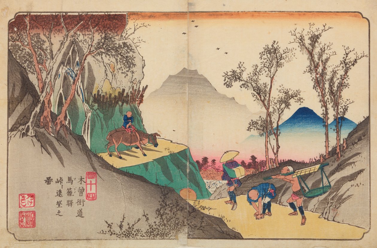 Magome, planche 44 de la série : Soixante-neuf stations de la route du Kisokaido / Kisokaido rokujukyu tsugi-no uchi - Keisai Eisen
