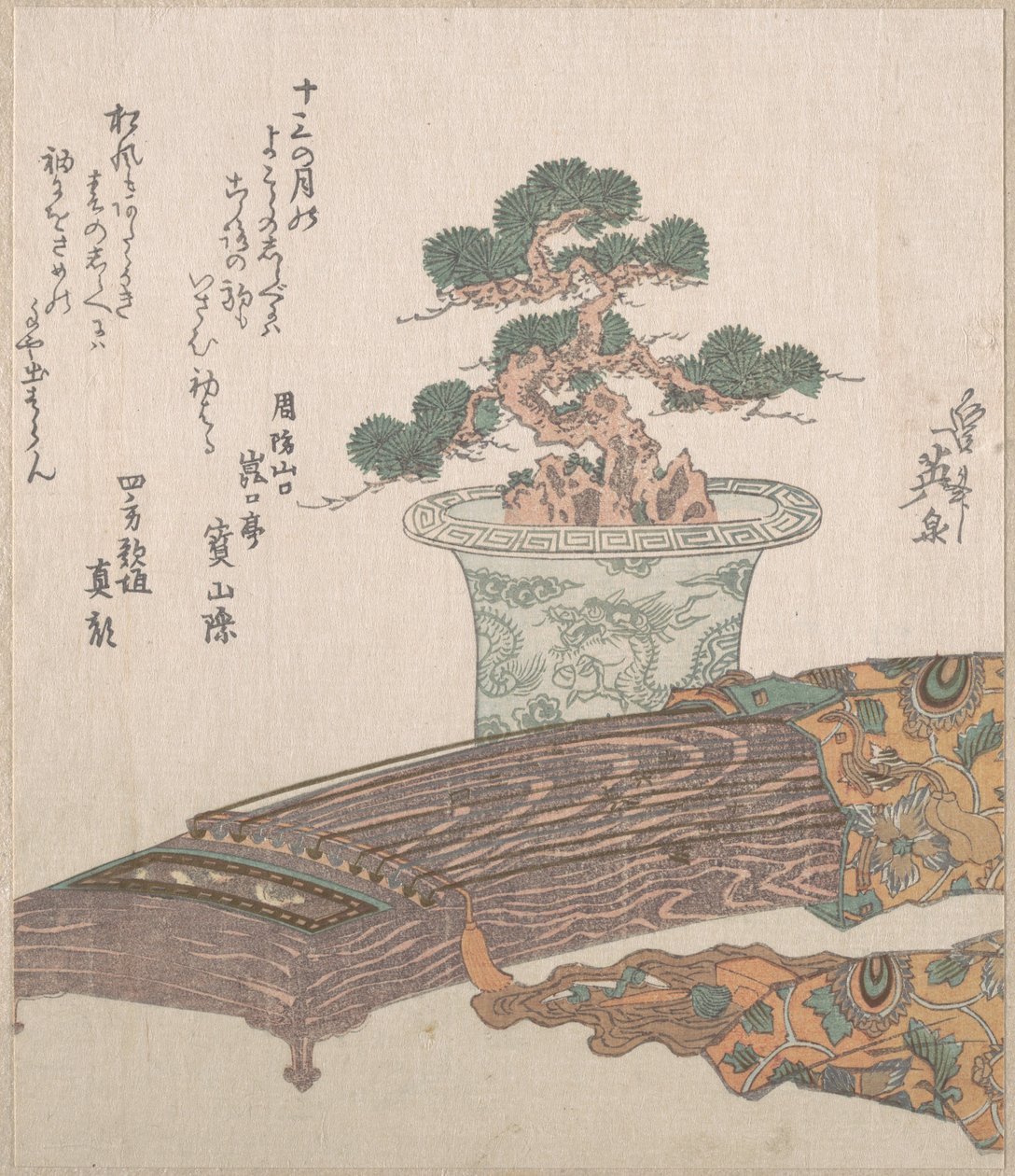 Pin en pot et koto (harpe japonaise) - Keisai Eisen