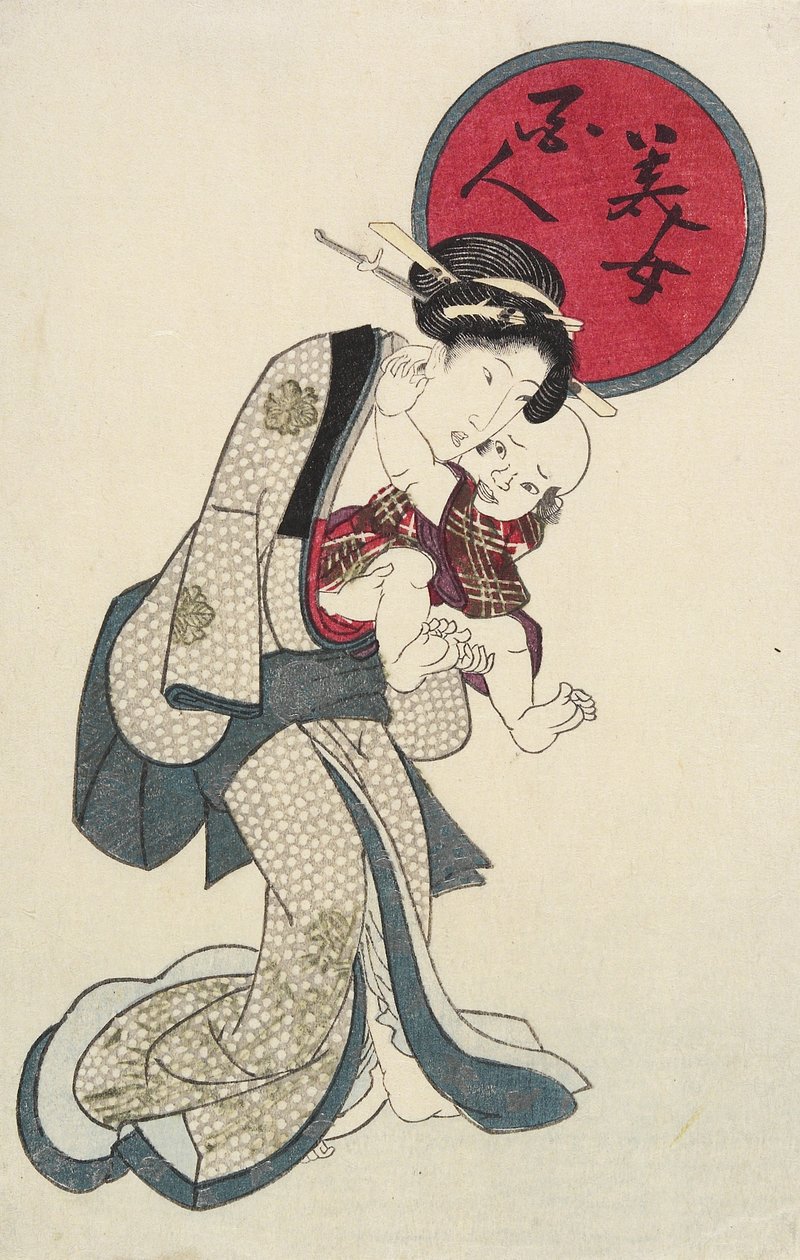 Femme tenant un bébé - Keisai Eisen