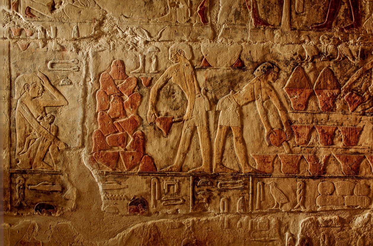 Ancien Empire égyptien; Égypte; Saqqarah, tombe des Deux Frères, cuisson du pain, empilement de chaleur - Kenneth Garrett