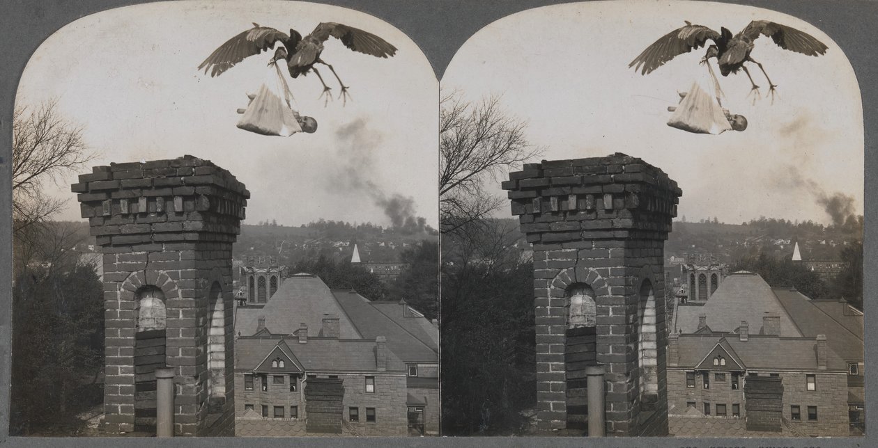 Autrefois, si les gens étaient bons, la cigogne apportait un bébé doux et beau, 1907 - Keystone View Company