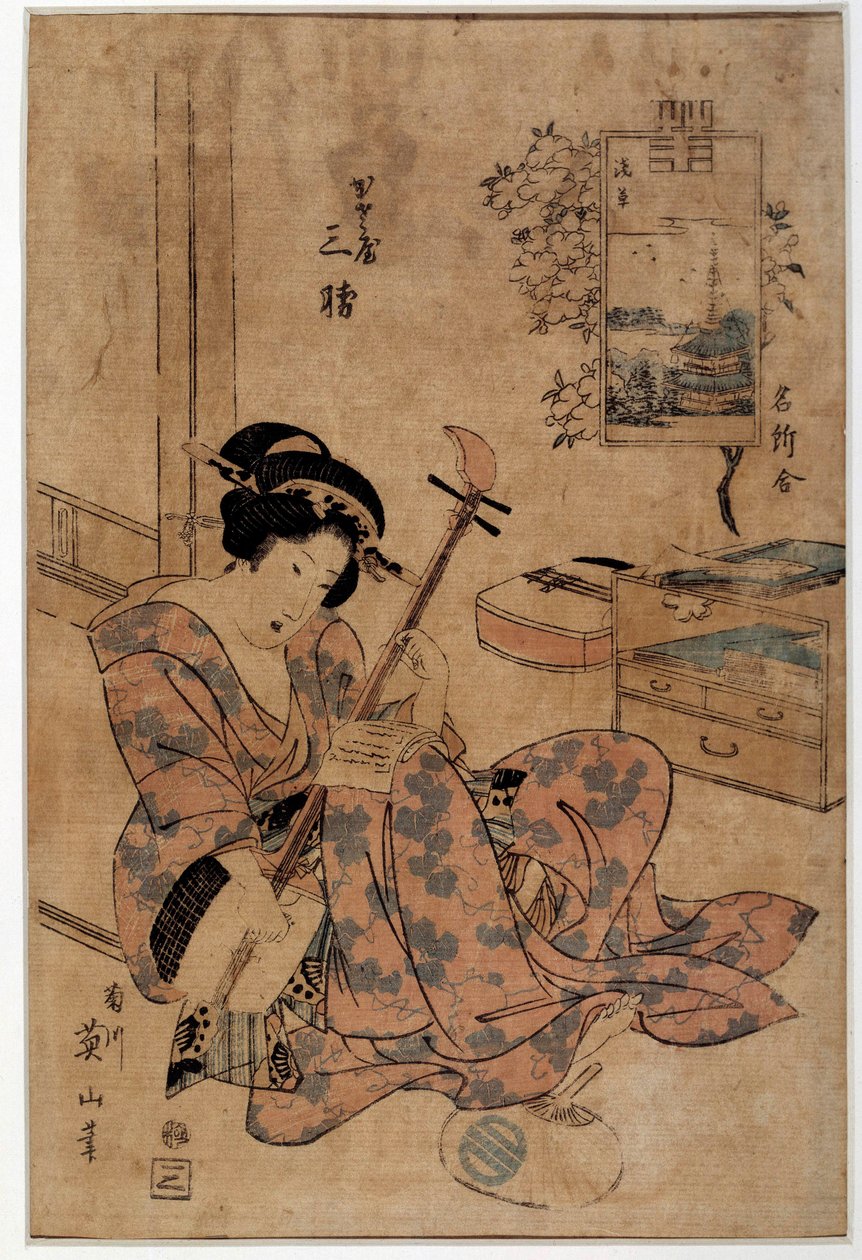 Art japonais : musicien - Kikukawa Eizan