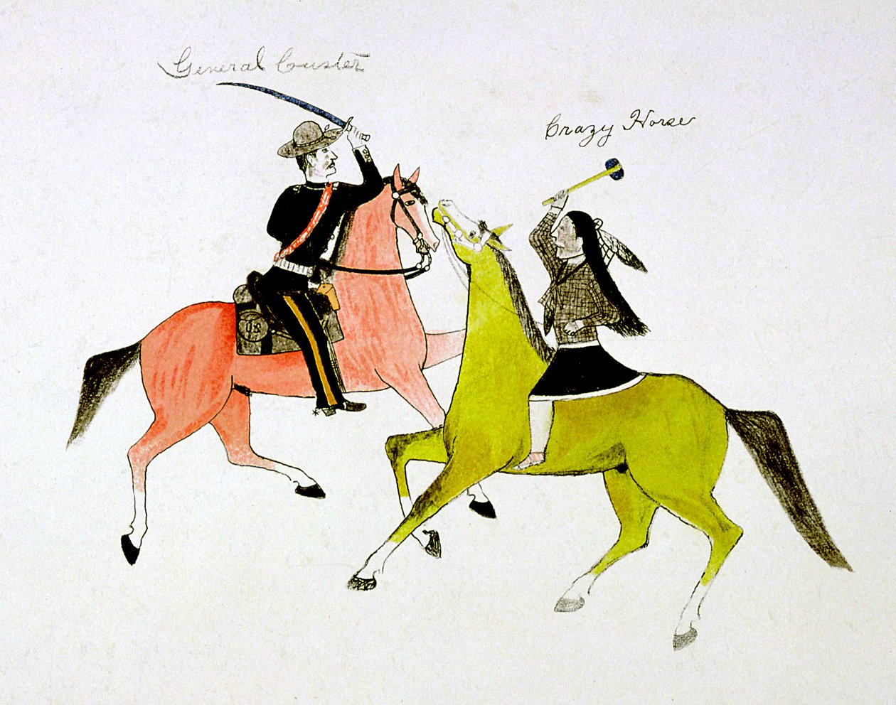 Conflit entre le général George Custer 1839-1876 et Crazy Horse, Indien Sioux Dakota - Kills Two