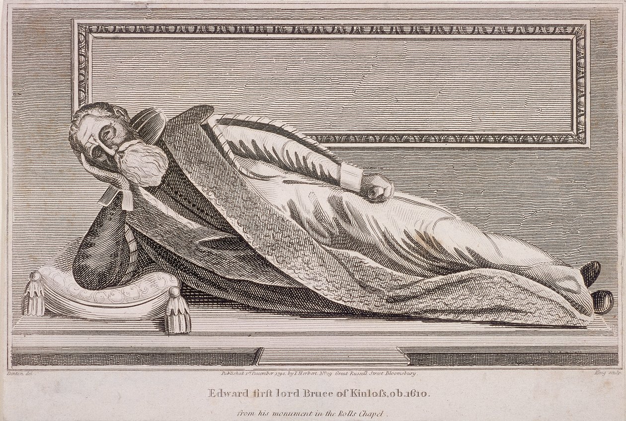 Monument à Sir Edward Bruce dans la Rolls Chapel, Chancery Lane, Londres, 1794 - King