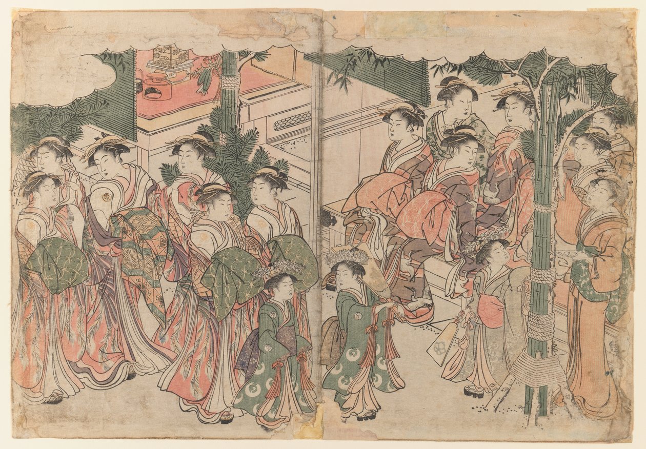 Entourage de Courtisanes au Festival du Nouvel An - Kitagawa Utamaro