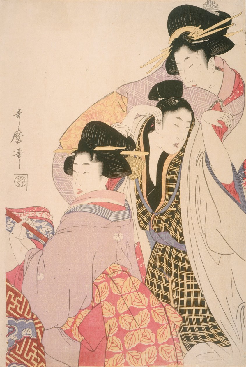 Deux geishas et un client ivre - Kitagawa Utamaro