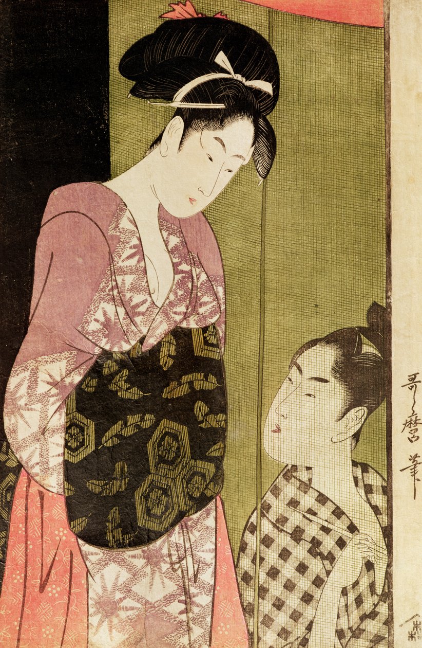 Un homme peignant une femme - Kitagawa Utamaro