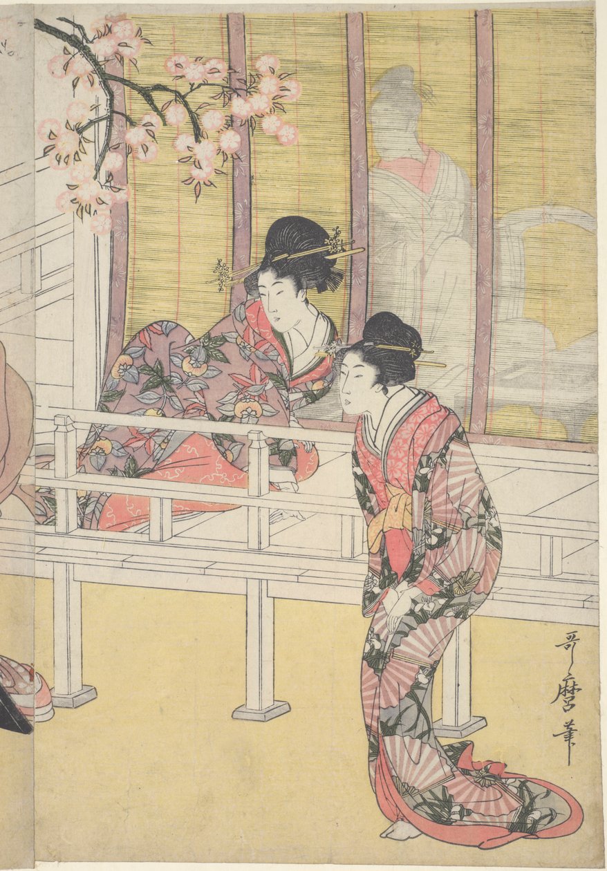 Aoi-Hime rendant visite à Rokujo-hime - Kitagawa Utamaro