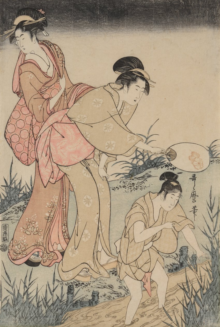 Attraper des Lucioles sous un Saule (droite) - Kitagawa Utamaro