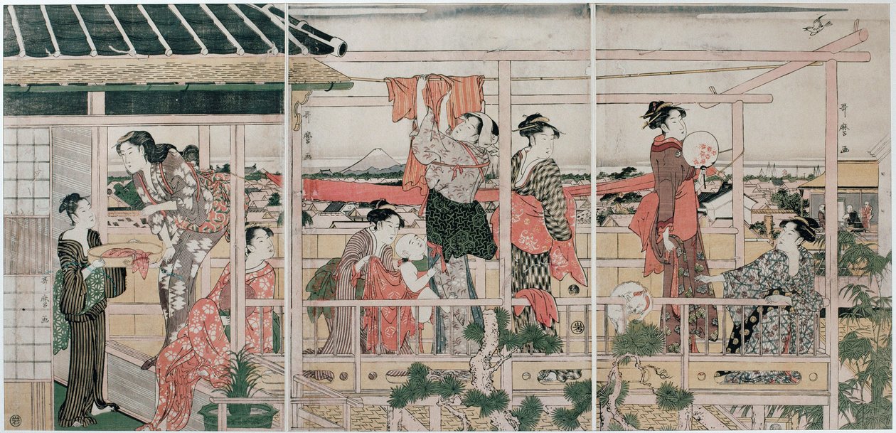 Sécher les vêtements, vers 1790 - Kitagawa Utamaro