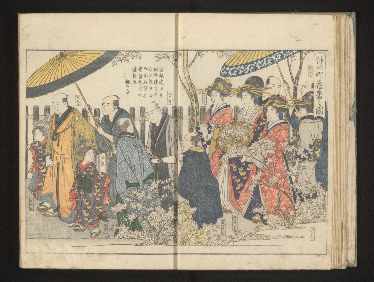 Parade sous les cerisiers en fleurs - Kitagawa Utamaro