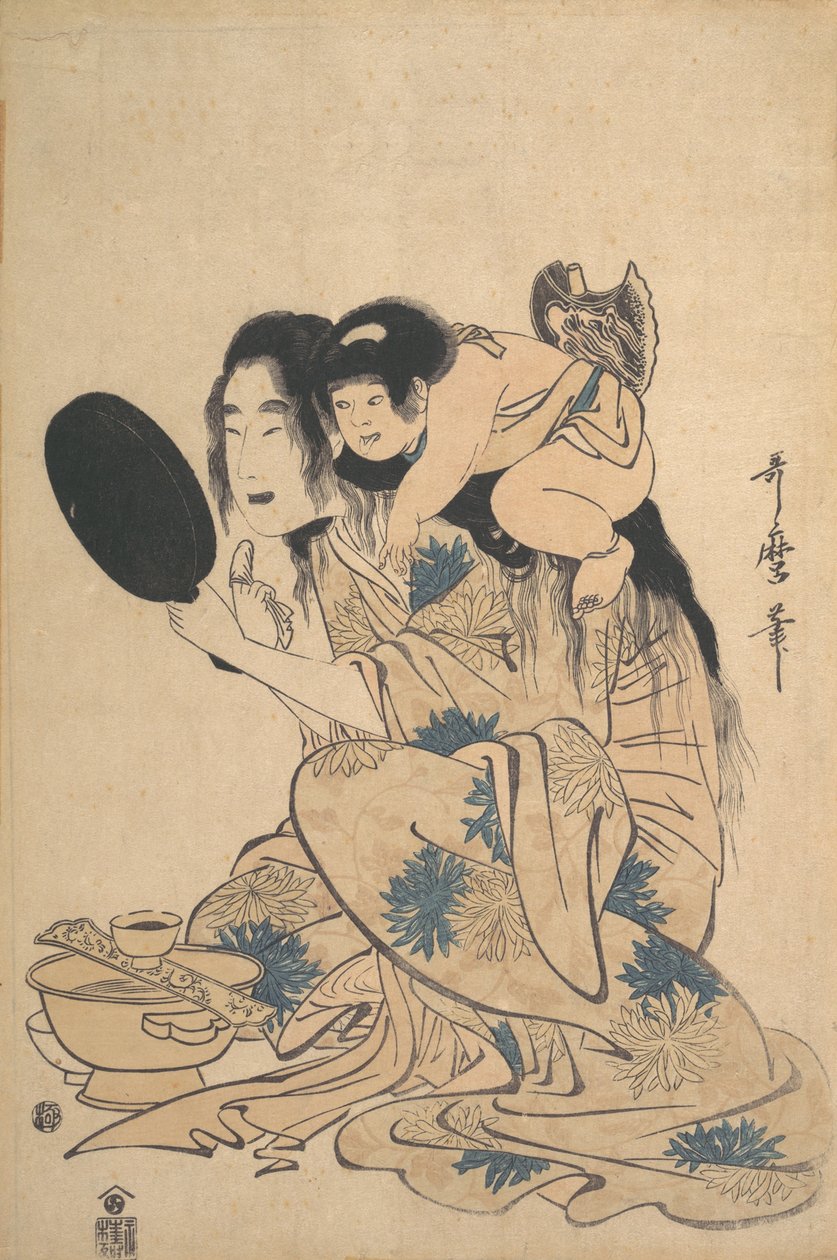 Yamauba noircissant ses dents et Kintoki - Kitagawa Utamaro