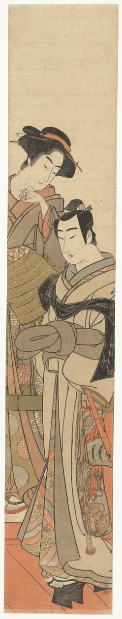 Une femme avec un jeune homme déguisé - Kitao Masanobu (attributed to)