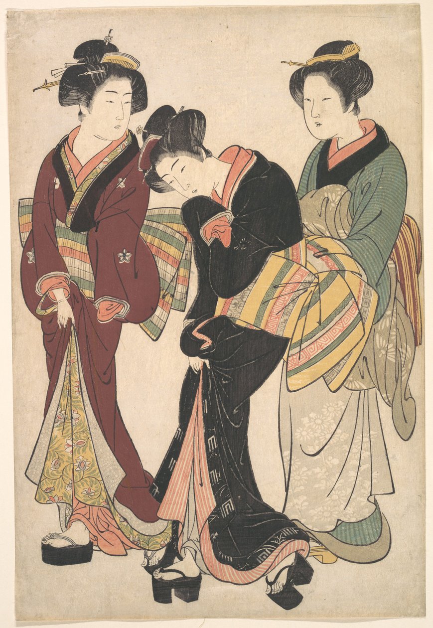 Deux geishas et une femme de chambre - Kitao Shigemasa