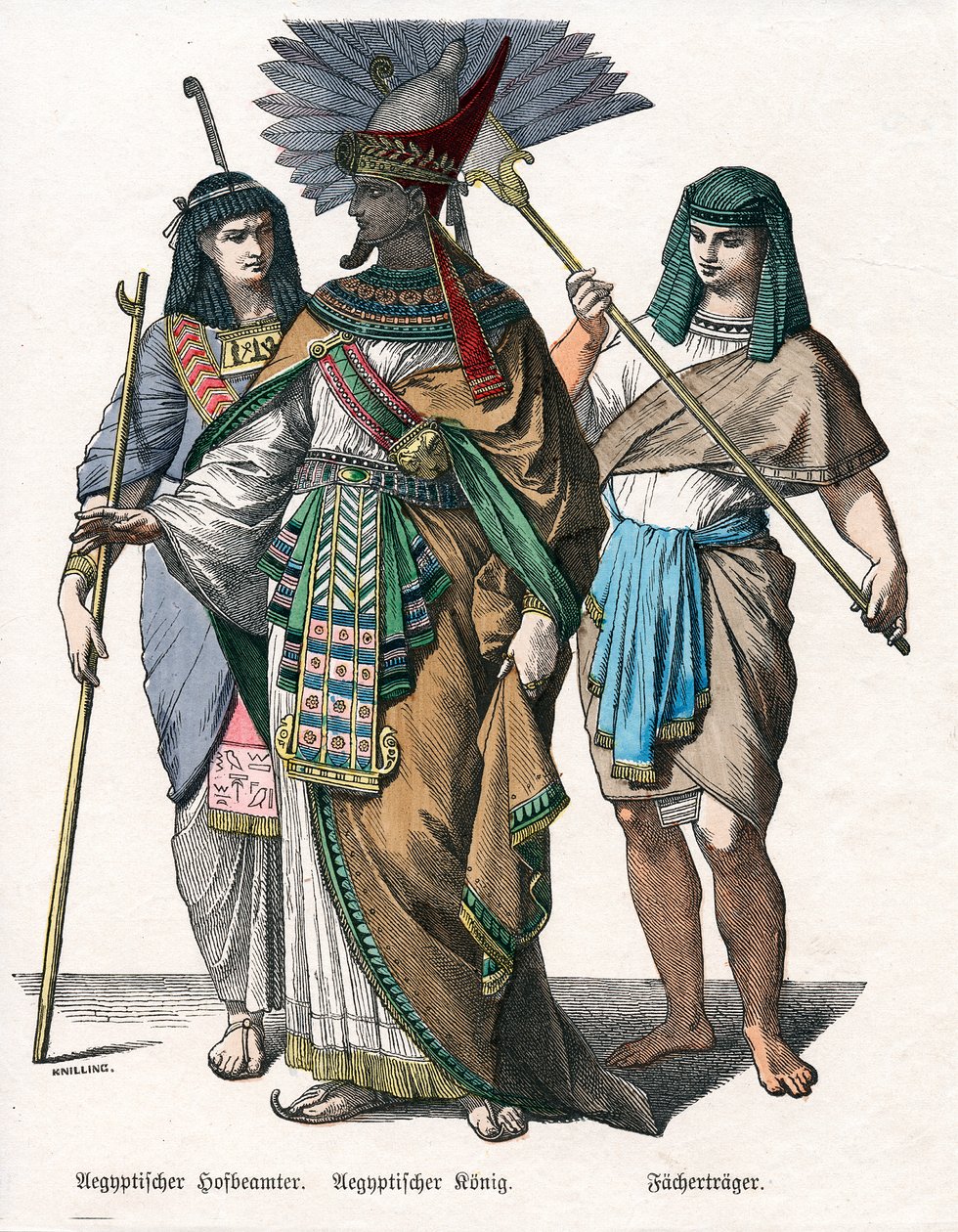 Roi égyptien et assistants masculins - Knilling