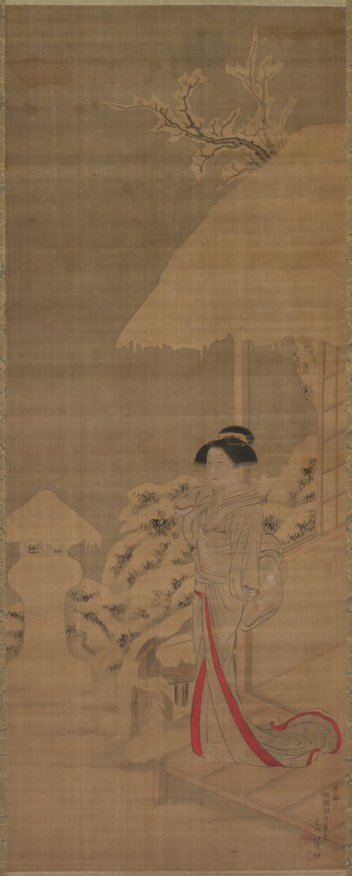 Beauté Bijin dans la neige, fin du 18ème-début du 19ème siècle - Kokan Shiba