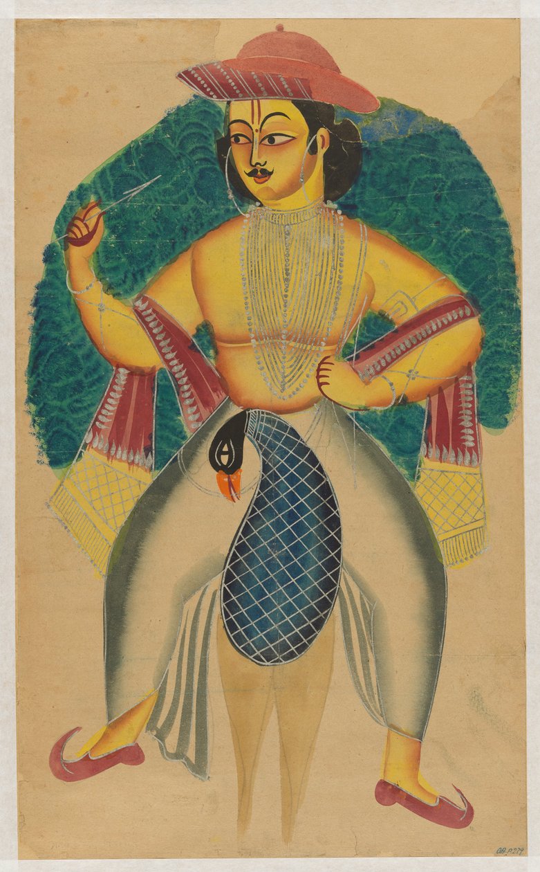 Skanda sur son paon - Kolkata (Calcutta) Kalighat