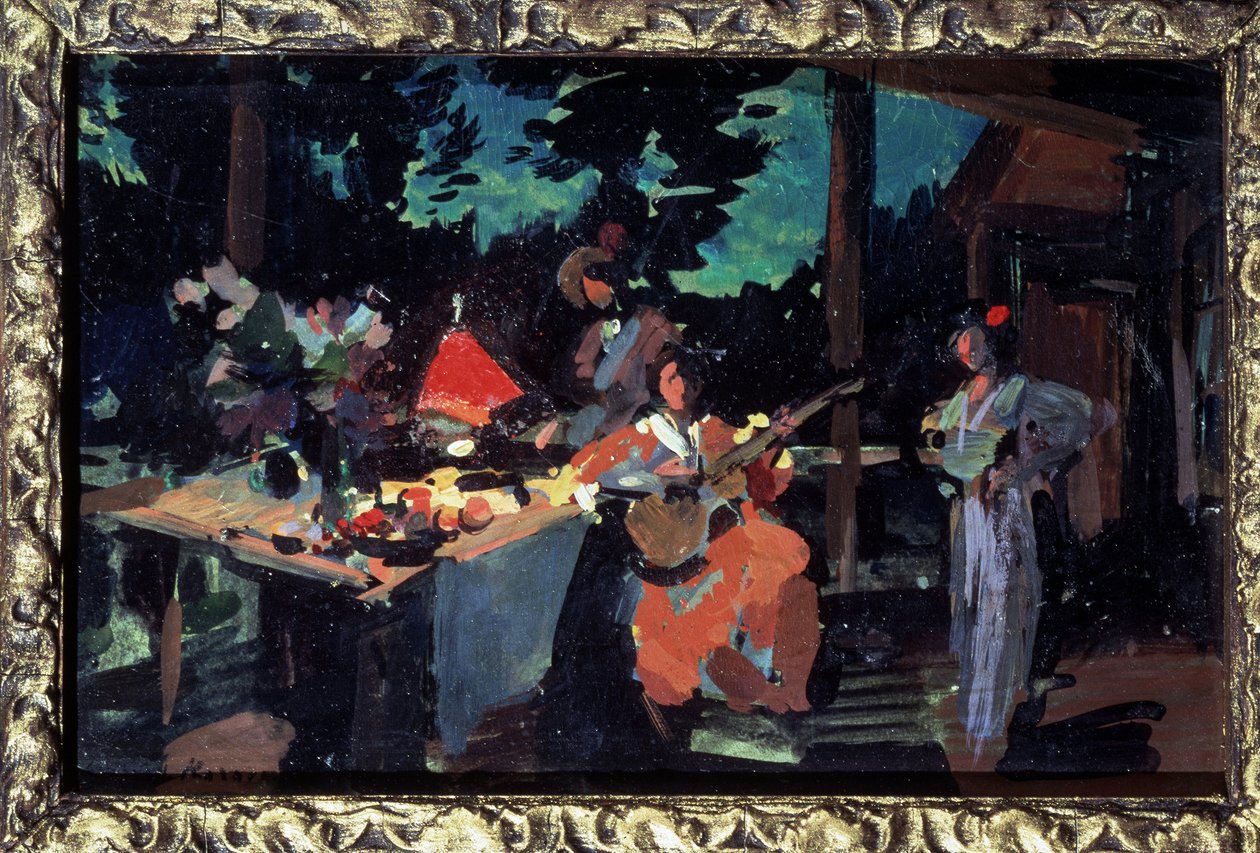 Terrasse, soirée dans la maison de campagne - Konstantin Alekseevich Korovin