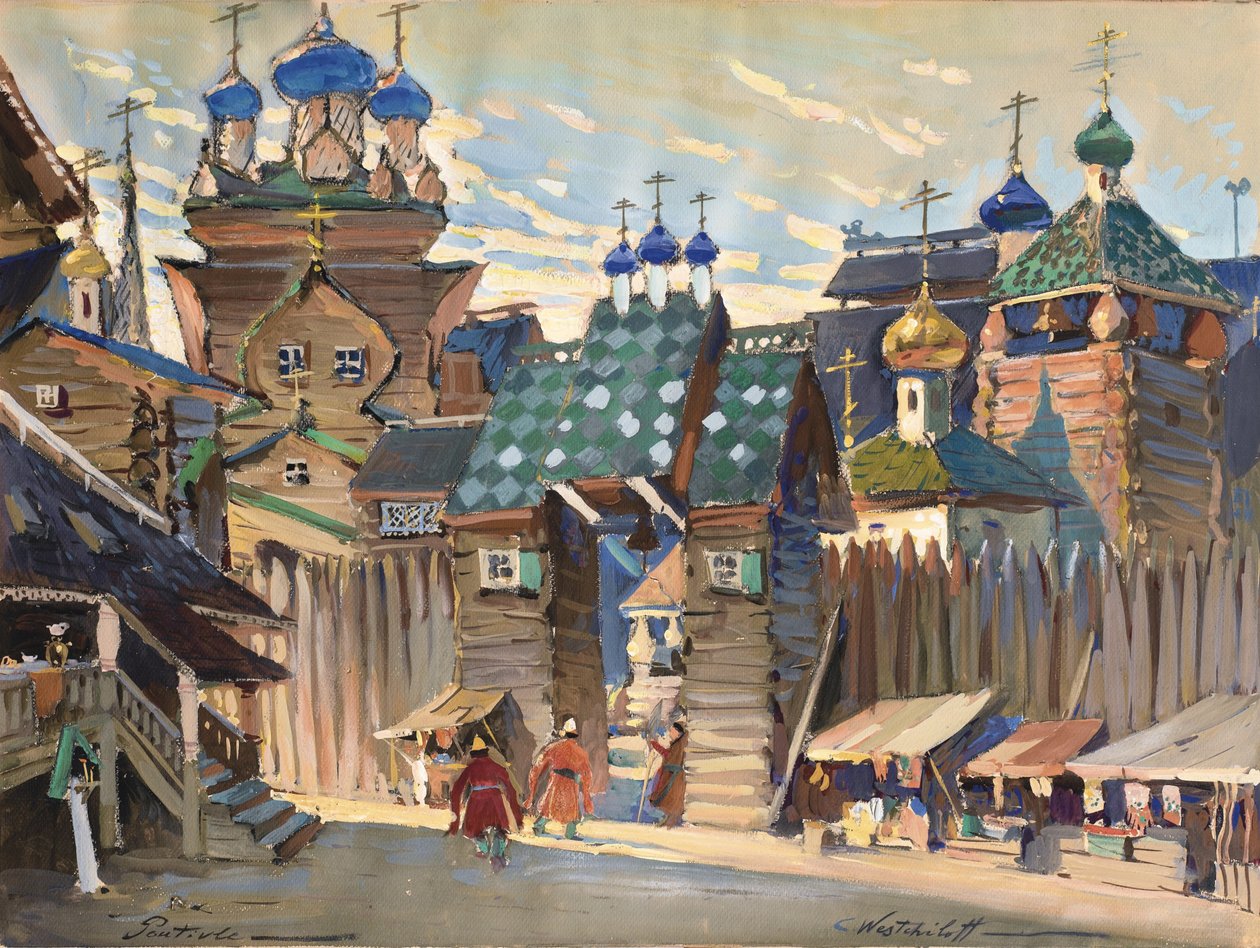 Place du marché. Décor de scène pour l