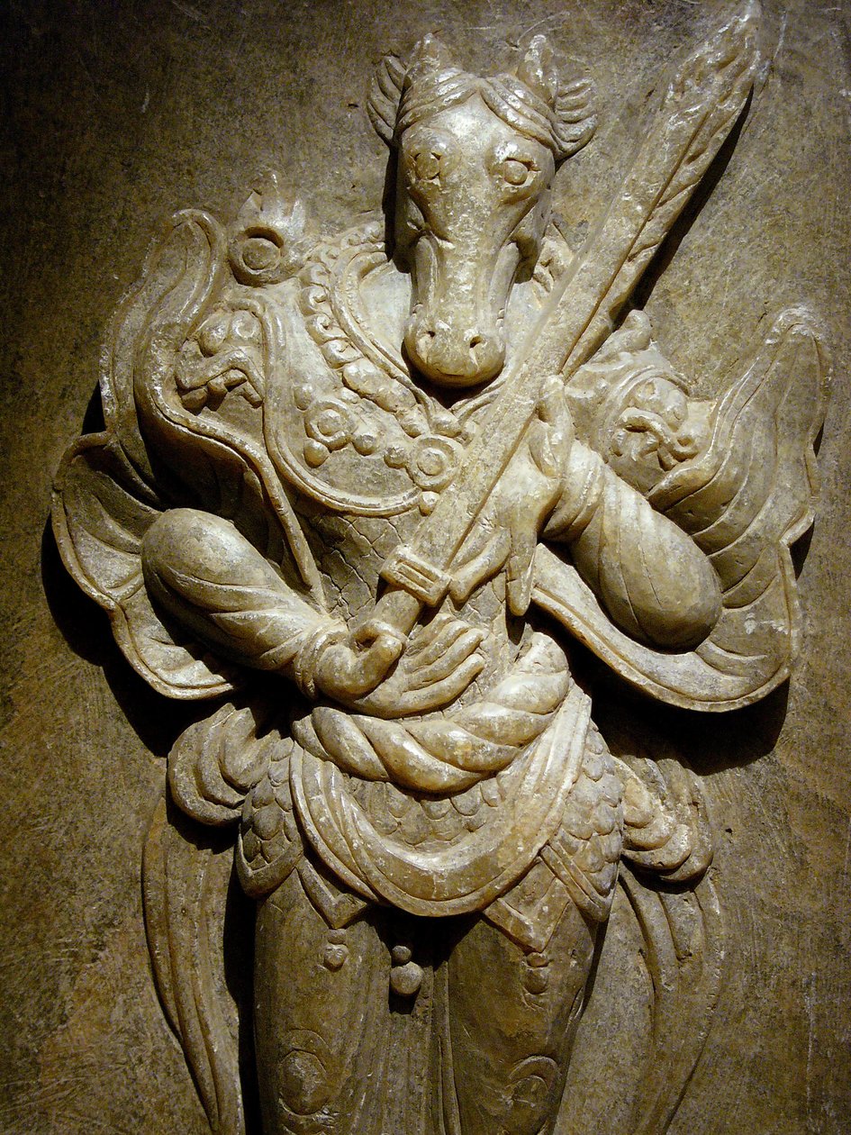 Ornement funéraire, cheval du zodiaque en agalmatolite, 8ème siècle sous la période des Royaumes du Nord et du Sud, Corée. Photographie, Musée National de Séoul, République de Corée - Korean School