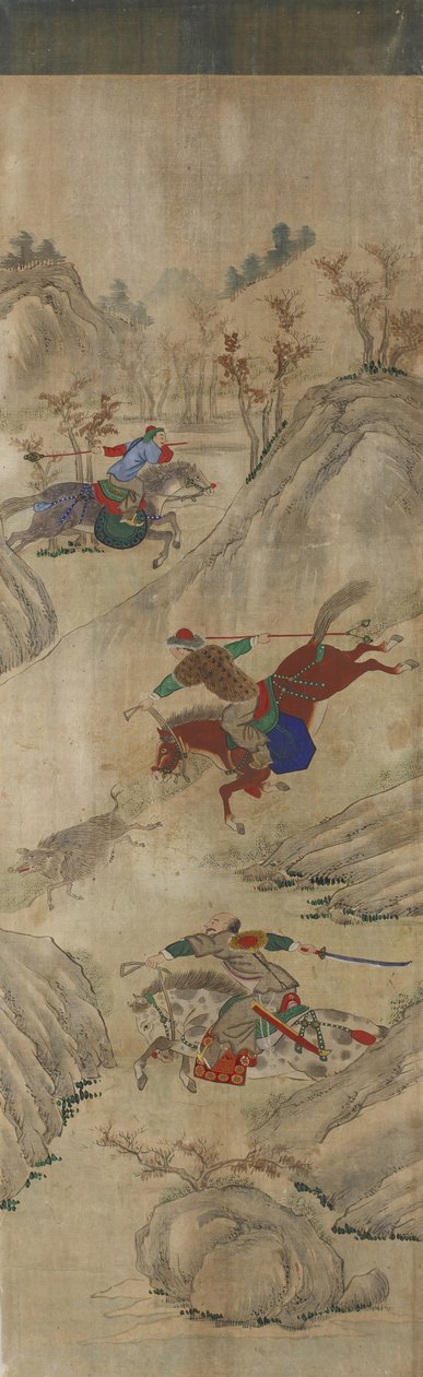 Scène de chasse (3 cavaliers et sanglier) - Korean School