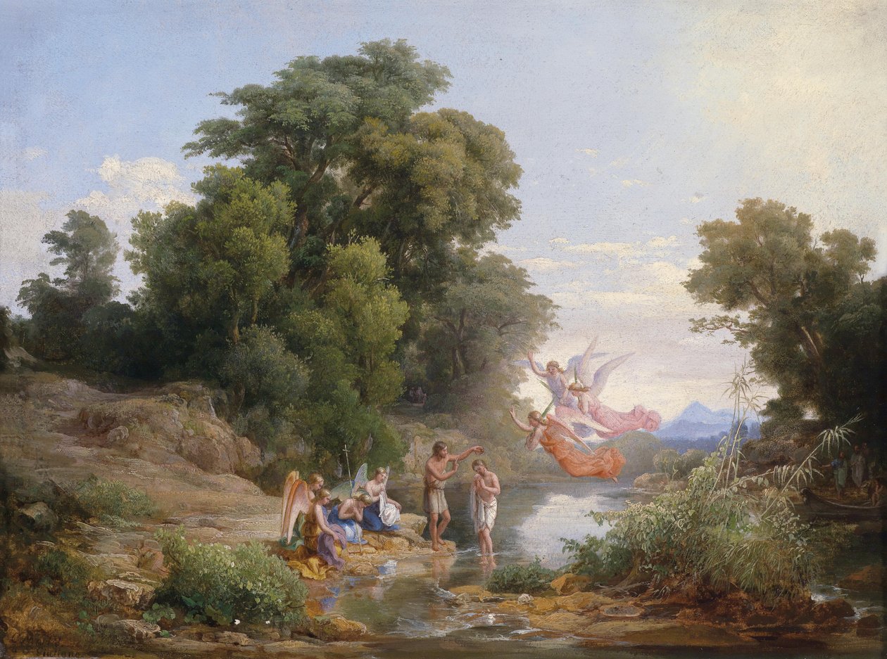 Baptême du Christ par Jean-Baptiste dans le Jourdain - Károly Markó