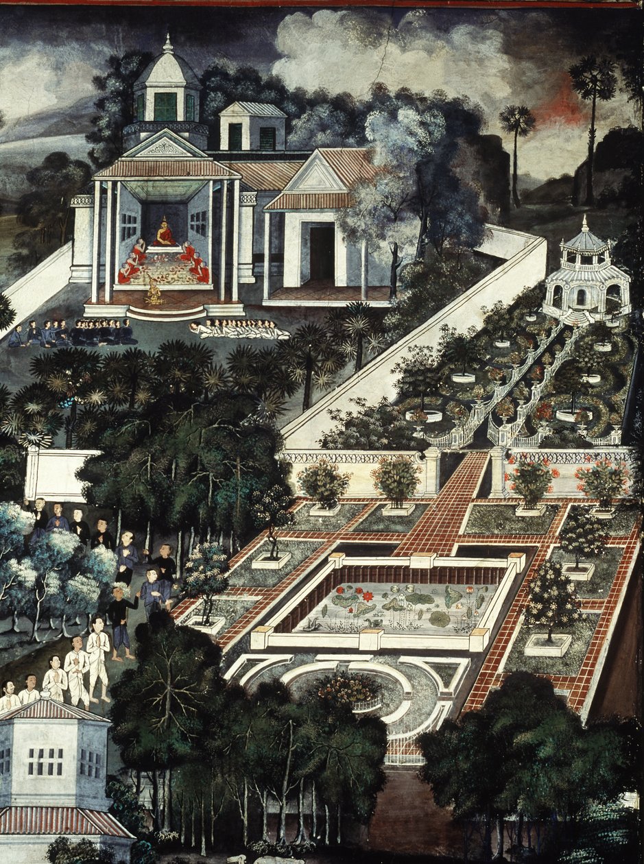 Monastère avec un mur de jardin (détail) - Krua Inkhong