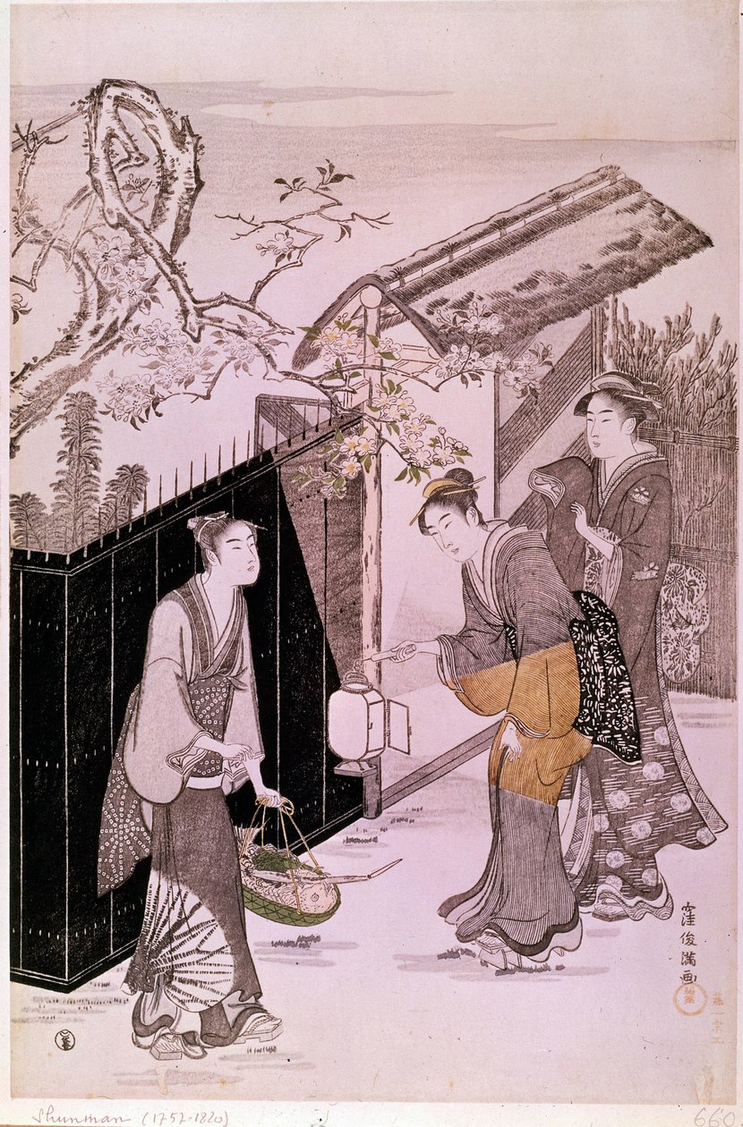 Retour de soirée poétique au printemps. Estampe japonaise de Shunman Kubo (1757-1820). Paris, Musée Guimet, Musée national des arts asiatiques - Kubo Shumman