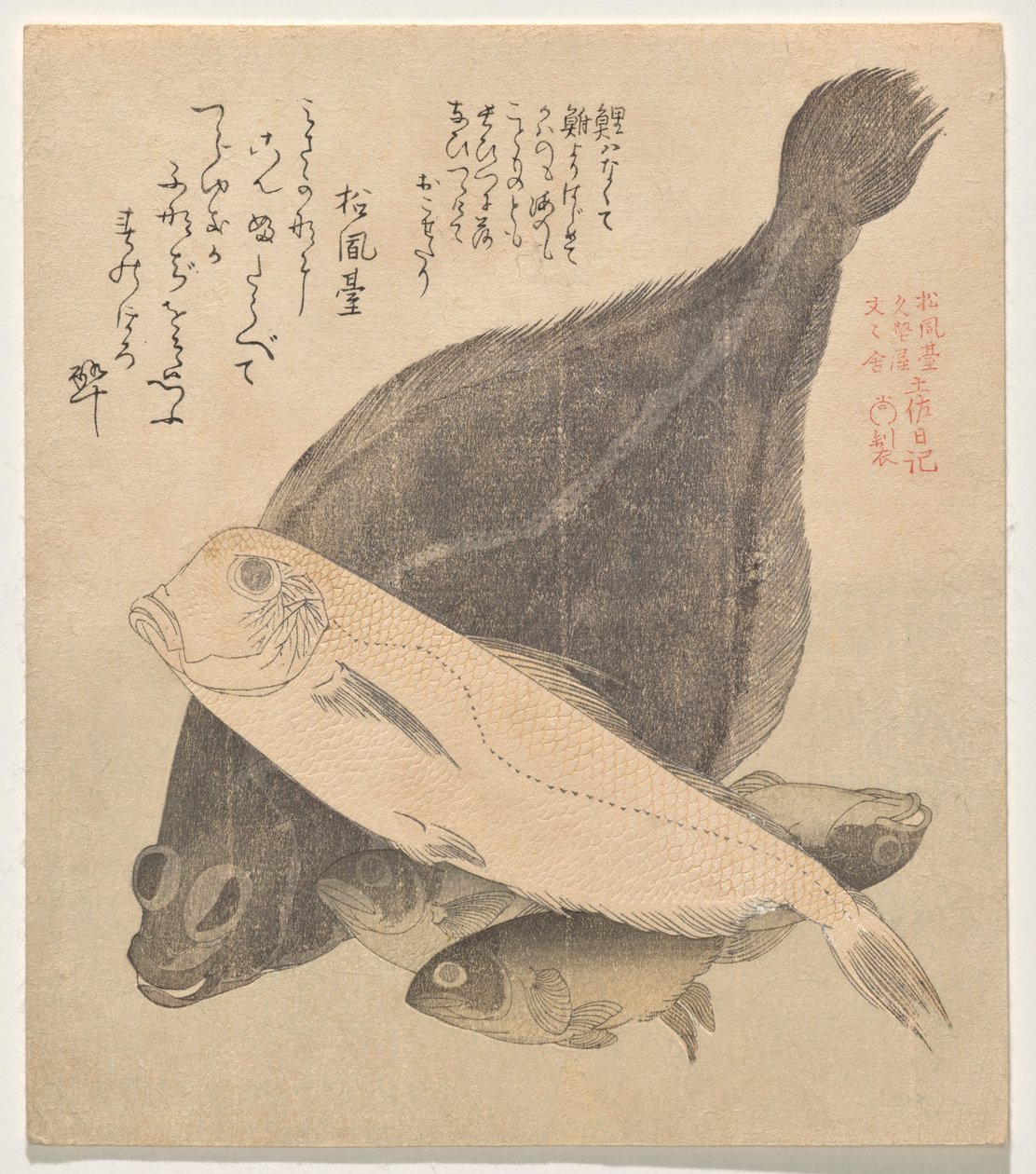 Plie, Tilefish et trois carpes crucian, de la série Tosa Diary (Tosa nikki) - Kubo Shunman
