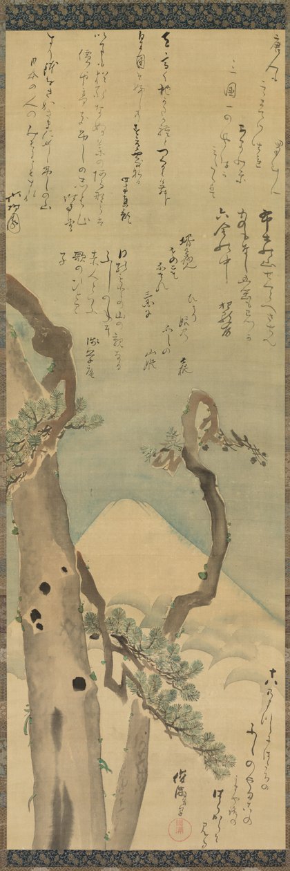Mont Fuji à travers les pins, fin des années 1700-début des années 1800 - Kubo Shunman