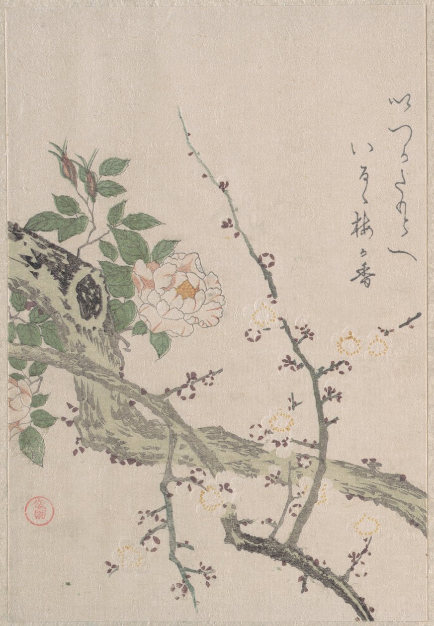 Roses et fleurs de prunier - Kubo Shunman