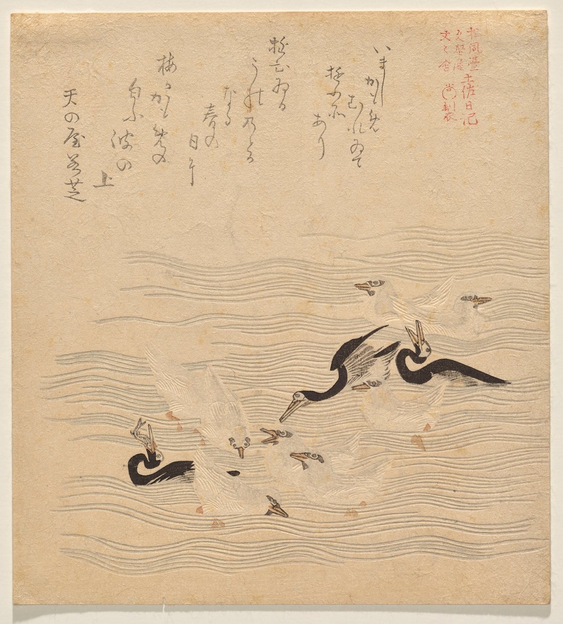 Où les cormorans et les mouettes se rassemblaient et jouaient, de la série Tosa Nikki - Kubo Shunman