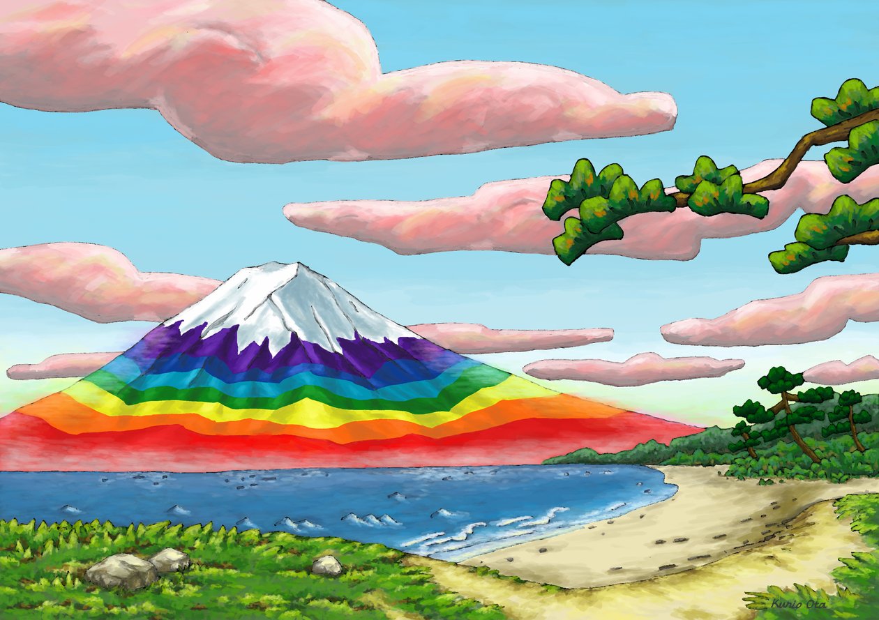 La côte et Mont Fuji aux couleurs de l