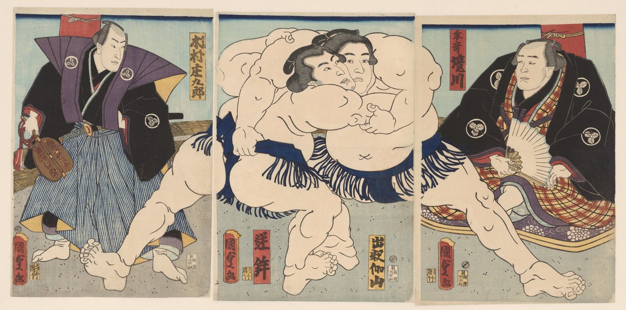 Match de sumo - Kunisada (II) , Utagawa