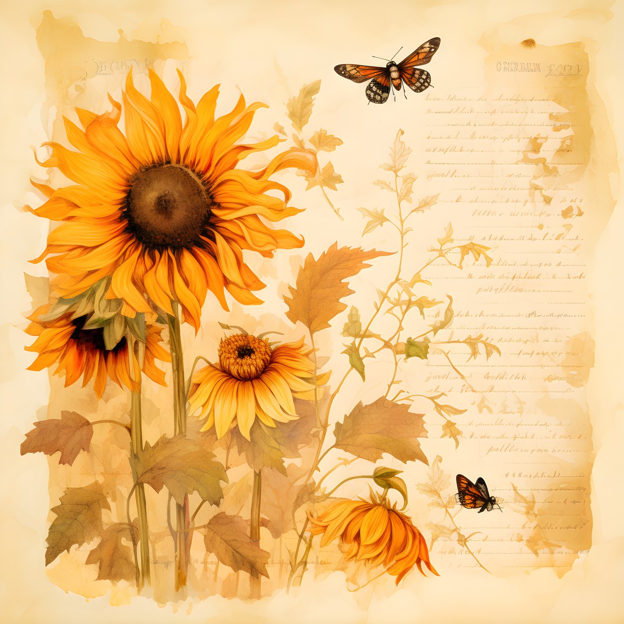 Silhouettes de tournesols et d
