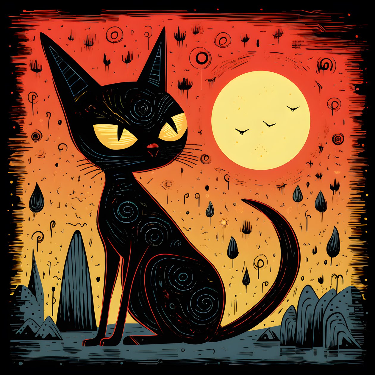Chat sphinx fantaisiste de dessin animé 2 - Kurt Heppke