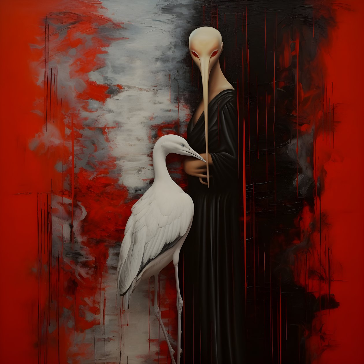 Femme et cigogne 1 - Kurt Heppke